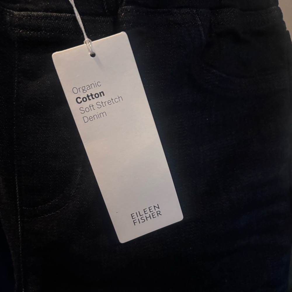 Eileen Fisher Navy Stretch Denim Organic Cotton Petite Size 2P - Picture 9 of 11